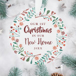 Our First Christmas New Home Holiday Floral Ornament<br><div class="desc">The perfect way to celebrate your first Christmas in your new home is with this floral holiday ornament. Designed by Thisisnotme©</div>