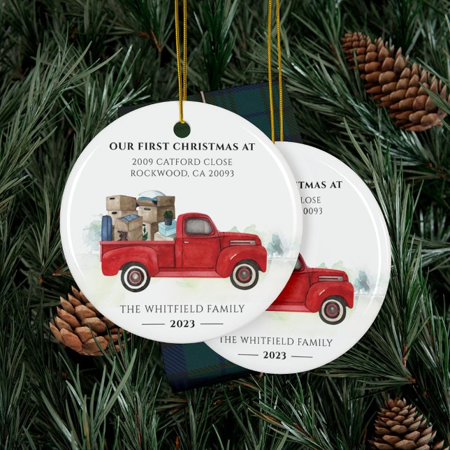 Our First Christmas New Home Holidays Ceramic Ornament (Moving Announcement Ceramic Christmas Ornament)