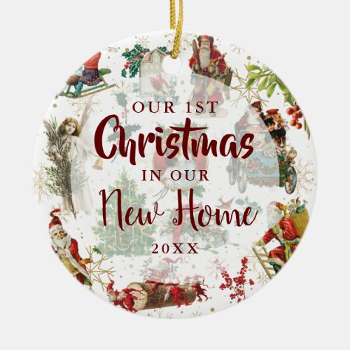 Our First Christmas New Home Vintage Festive Ceramic Ornament