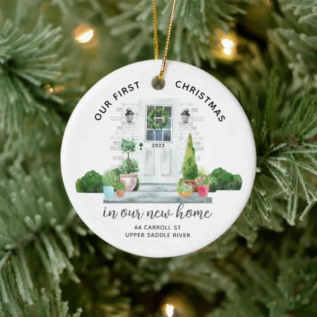 Our First Christmas New House Ceramic Ornament | Zazzle