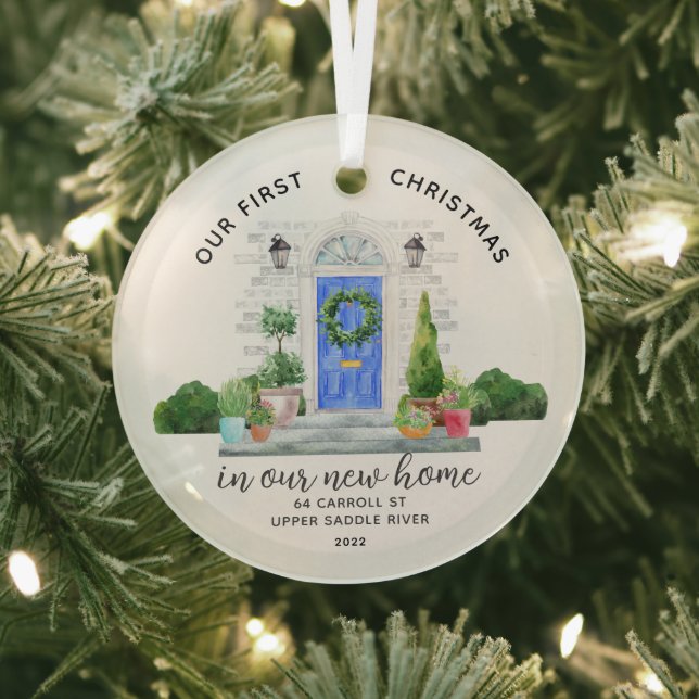 Our First Christmas New House Glass Ornament (Insitu)