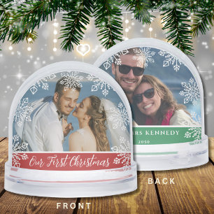 Our First Christmas Newlywed 2 Photo Keepsake Snow Globe