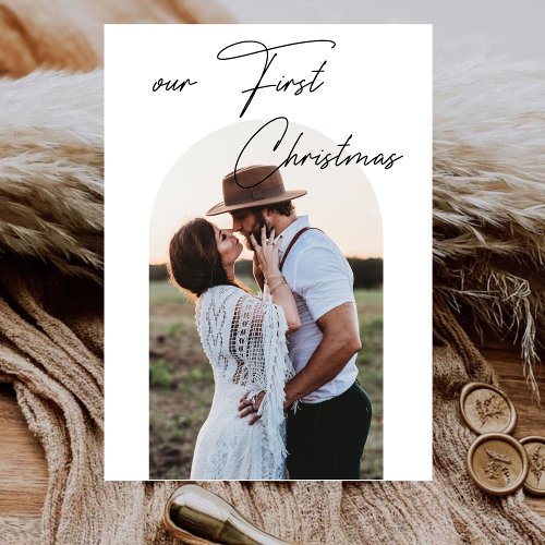 Our First Christmas Newlywed 2 Photos Holidays Invitation