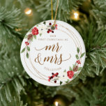 Our First Christmas Newlywed Christmas Ornament<br><div class="desc">Trendy Geometric Winter Greenery Christmas  Ornament. This personalized ornament is a perfect gift for the newlyweds! Fill in their last name,  initials and wedding date. To customize further,  click the "customize further" button.</div>