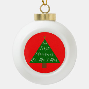 Our First Christmas Newlywed Gift Ceramic Ball Christmas Ornament