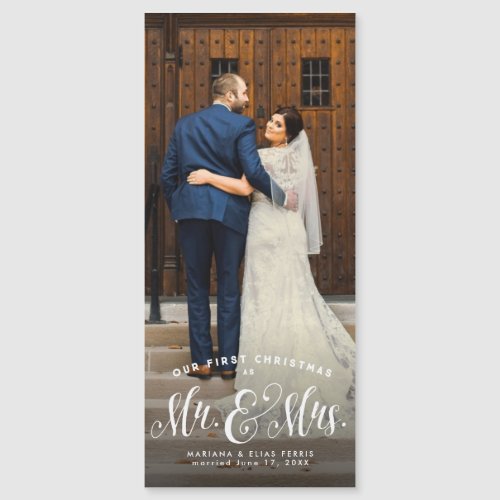 Our first Christmas newlywed holiday photo magnet