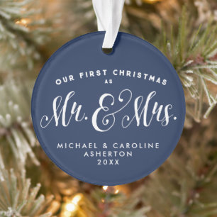 Our first Christmas newlywed navy holiday Ornament