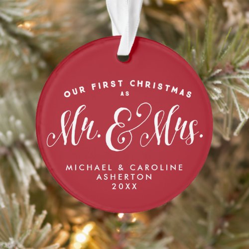 Our first Christmas newlywed personalized holiday Ornament