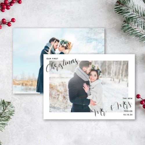 Our First Christmas Newlywed Photo  Holiday Card