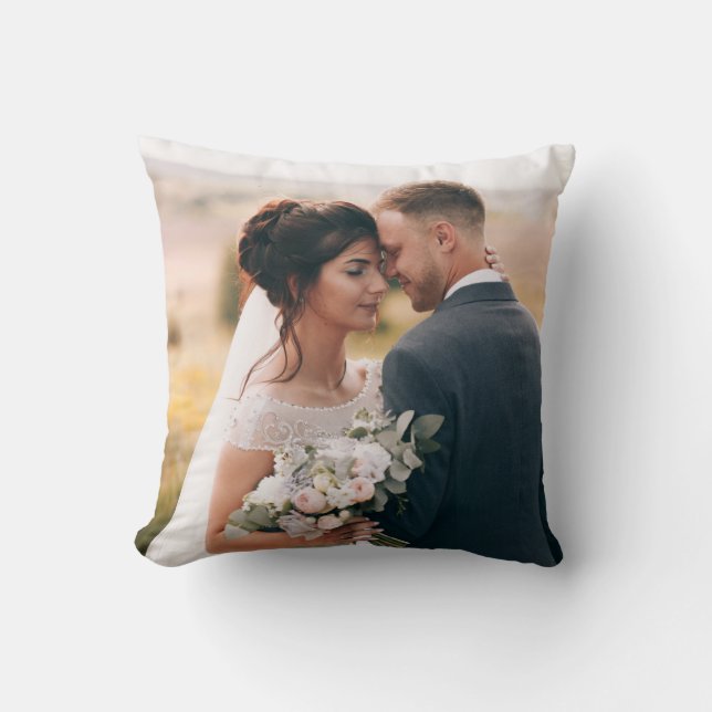 Our First Christmas | Newlywed Photo | Holiday Throw Pillow (Front)