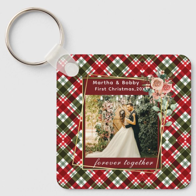 Our First Christmas Newlywed Photo Keychain (Front)