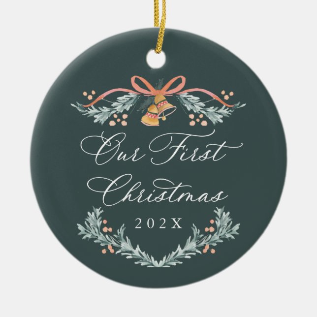 Our First Christmas Newlywed Photo Ornament (Front)