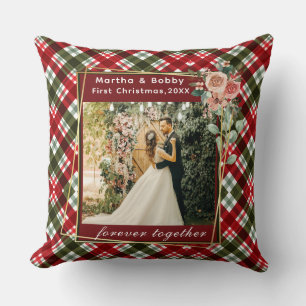 Our First Christmas Newlywed Photo Throw Pillow