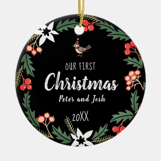 Our First Christmas non-gender Ceramic Ornament (Front)