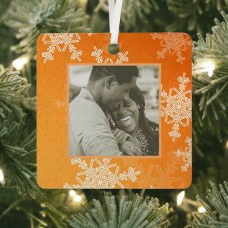 Our First Christmas Orange Snowflakes Minimalist 