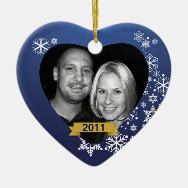 Our First Christmas Ornament Blue Snowflake Custom (Front)