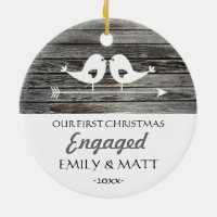 Our first Christmas ornament - love birds - rustic