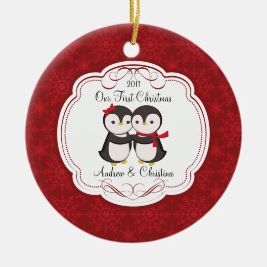 our first christmas ornament penguin couple zazzle com