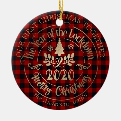 Our first Christmas pandemic lockdown merry photo Ceramic Ornament