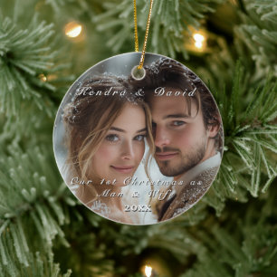Our First Christmas Personal Photo  Ceramic Ornament