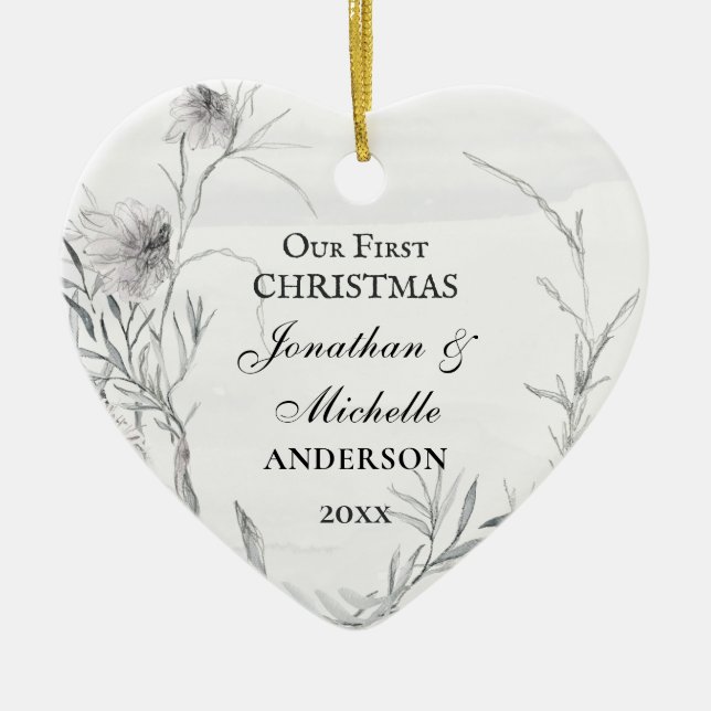 Our First Christmas, Personalized Christian Ceramic Ornament (Front)