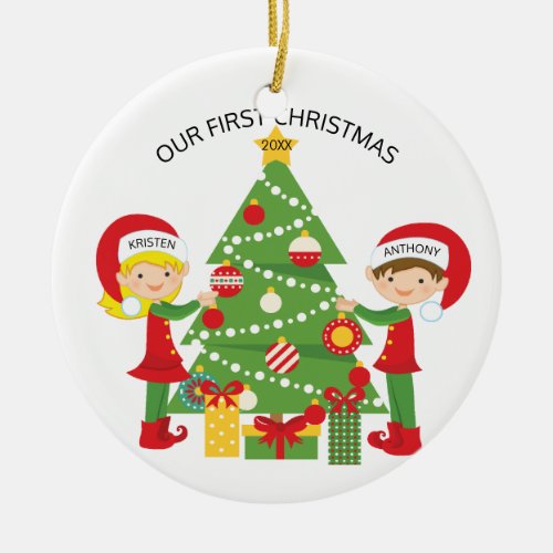 Our First Christmas Personalized Christmas Ceramic Ornament