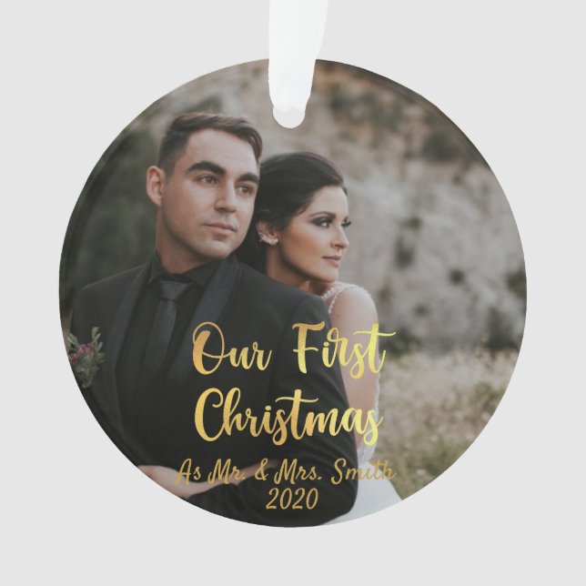 Our First Christmas Personalized Christmas  Ornament (Front)