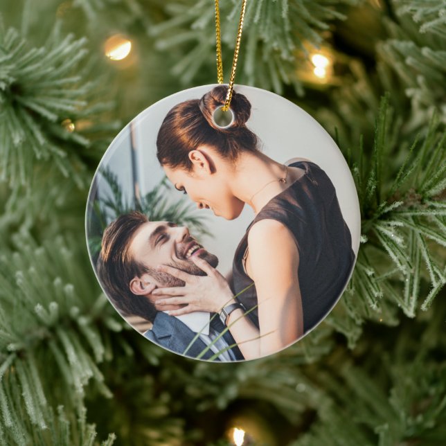 Our First Christmas | Personalized photo Ceramic Ornament (Tree)