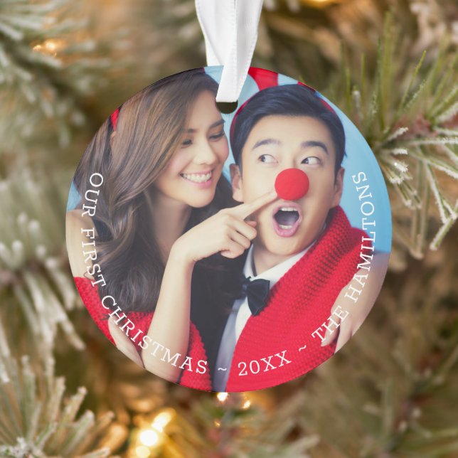 Our First Christmas Personalized Photo Ornament (Tree)