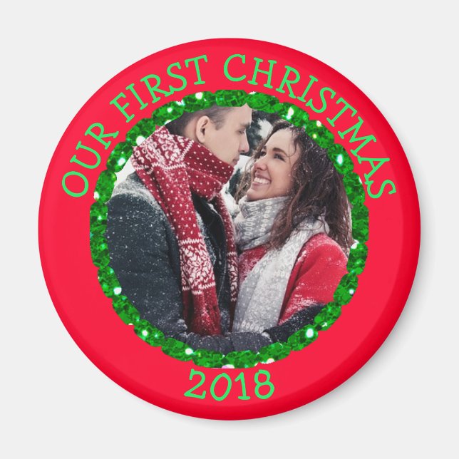 Our First Christmas Personalized Reminder Magnet (Front)