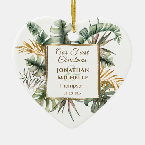 Our First Christmas Personalized Tropical Bible Ceramic Ornament