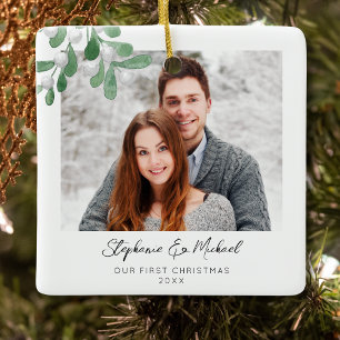 Our First Christmas Photo Ceramic Ornament