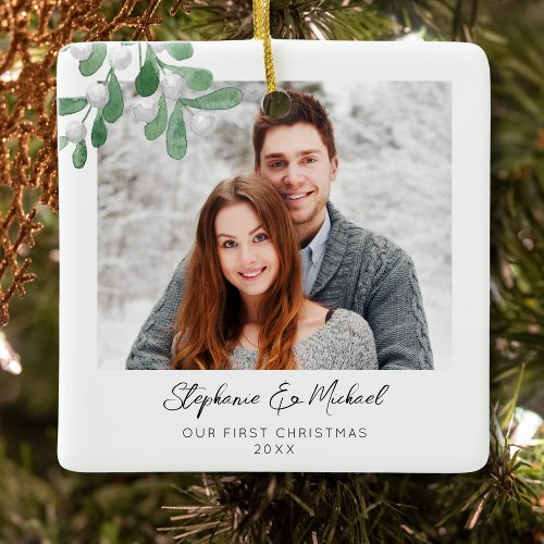 Our First Christmas Photo Ceramic Ornament