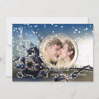 Our First Christmas PHOTO Couple Card Snow Globe
