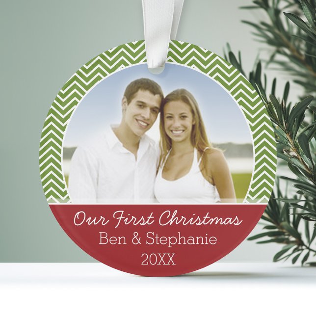 Our First Christmas Photo - Double-Sided Ornament (Personalized First Christmas Photo Ornament)
