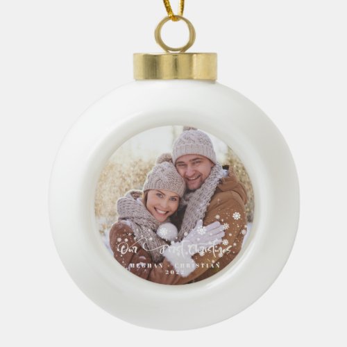 Our first Christmas Photo Holiday  Ceramic Ball Christmas Ornament