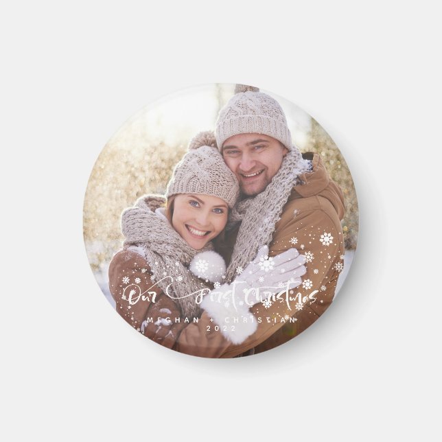 Our first Christmas Photo Holiday   Magnet (Front)