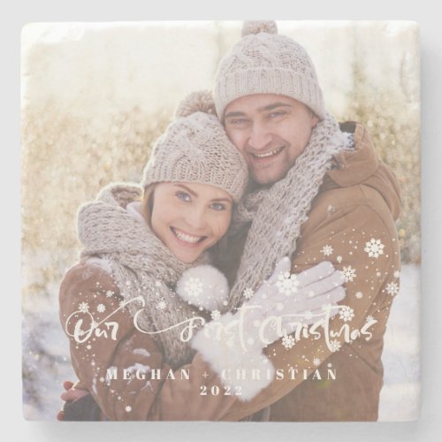 Our first Christmas Photo Holiday   Stone Coaster
