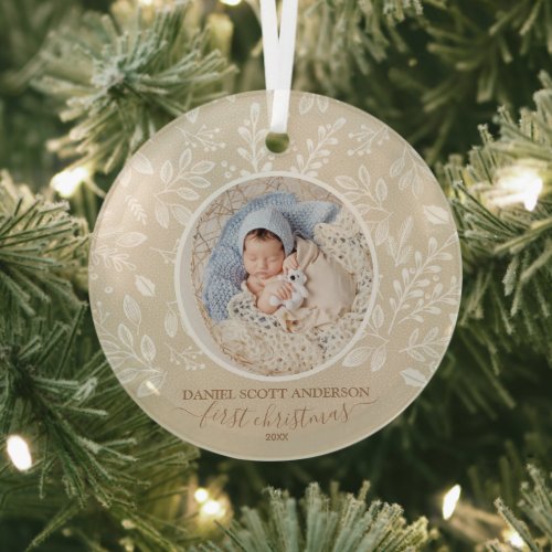 Our First Christmas Photo Ivory Glass Ornament