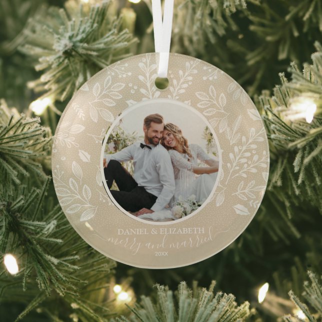 Our First Christmas Photo Ivory Glass Ornament (Insitu)