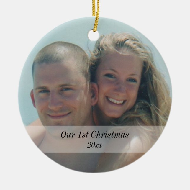 Our First Christmas photo keepsake Ceramic Ornament (Front)