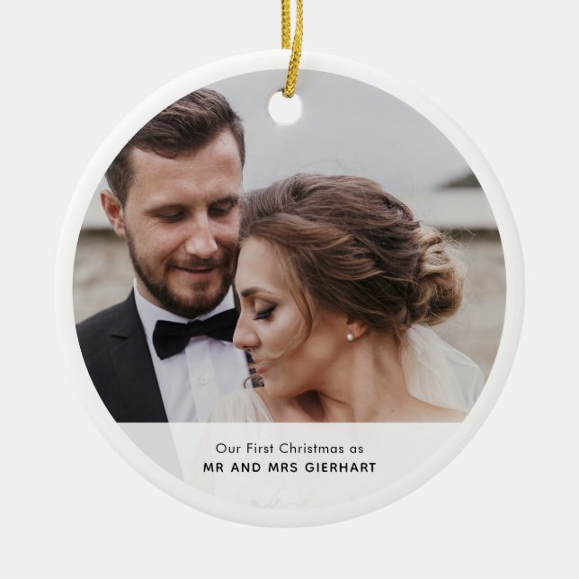 Our First Christmas Photo Keepsake Custom Ceramic Ornament (Front)