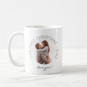 Our First Christmas Photo Minimal Simple Love Coffee Mug