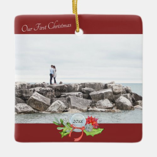 Our First Christmas Photo Personalized Ceramic Ornament