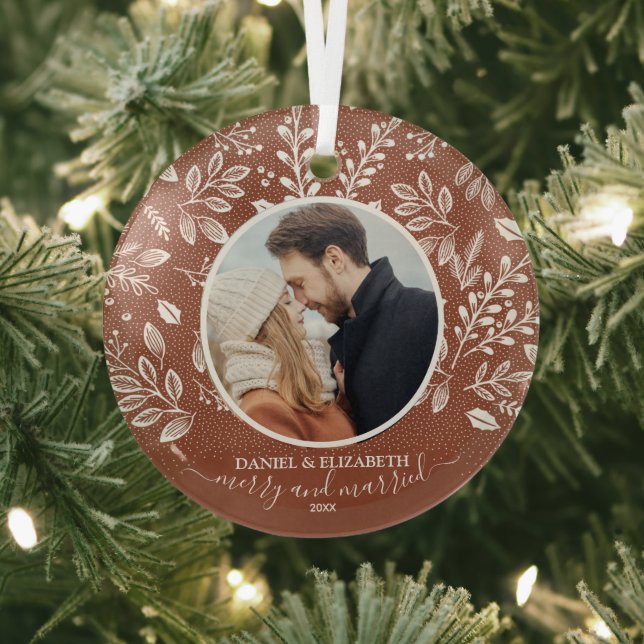 Our First Christmas Photo Terracotta Glass Ornament (Insitu)