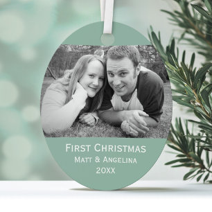 Our First Christmas Photo - Wedding or Engagement Metal Ornament