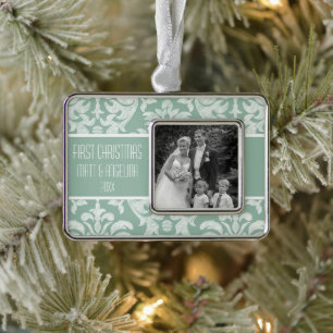 Our First Christmas Photo - Wedding or Engagement Ornament