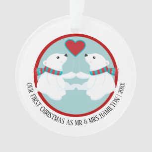 Our First Christmas Polar Bear Personalized Photo Ornament