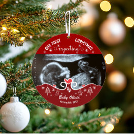 Our First Christmas Pregnant Sonogram Baby Photo Ornament