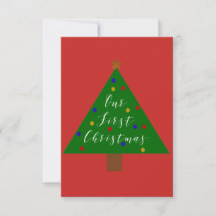 Our First Christmas Red Background Invitation